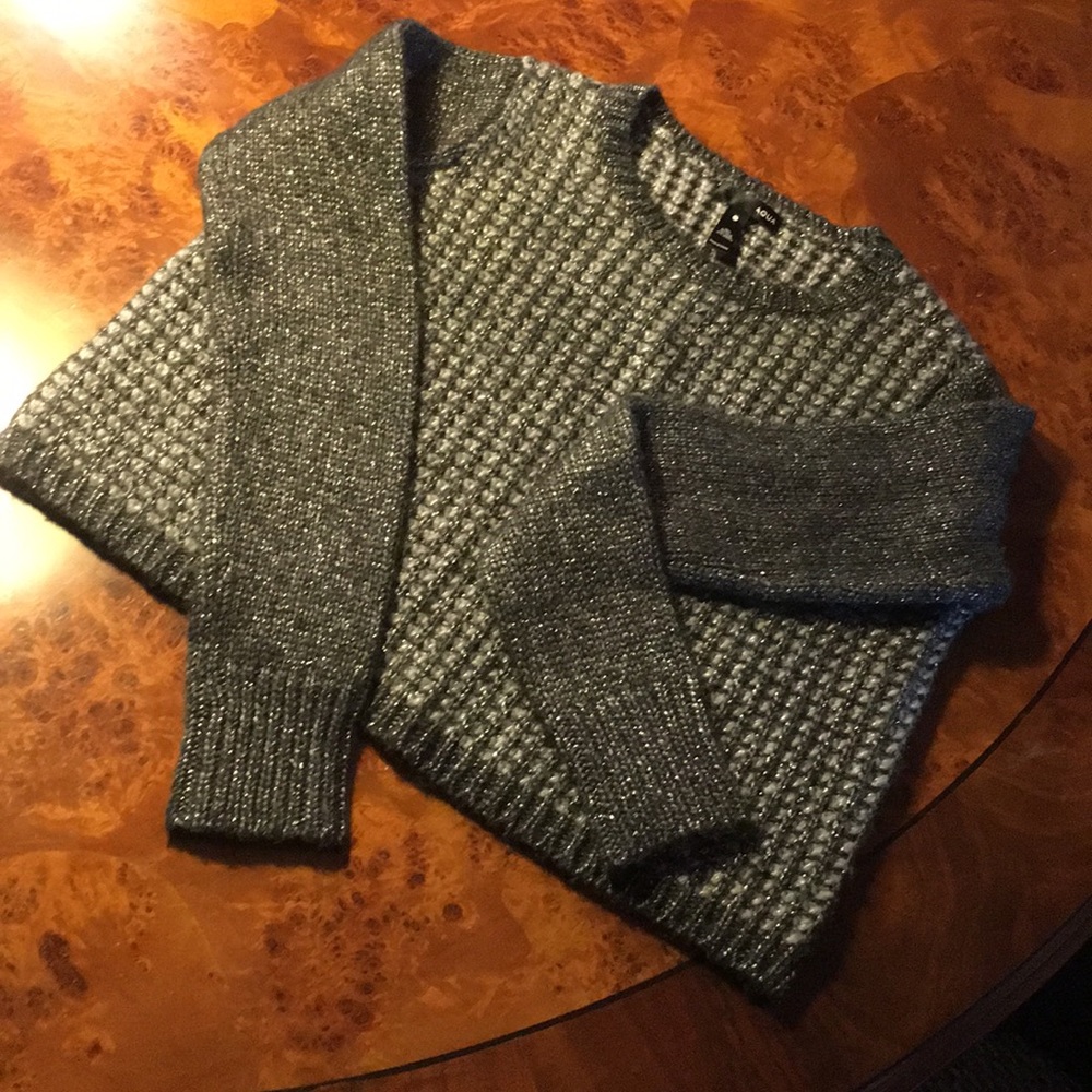 AQUA Cropped Metallic Sweater